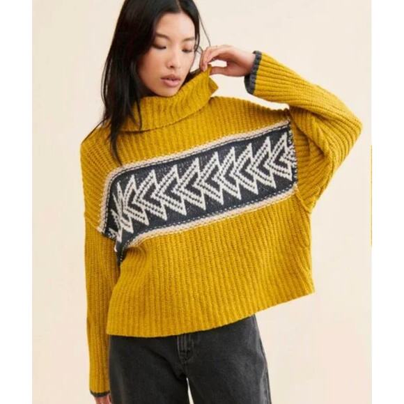 free people greater than cowl neck sweater yellow - Picture 3 of 6